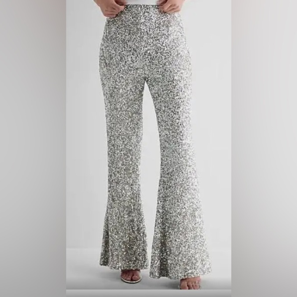 Express high rise flare sequin flare pants
